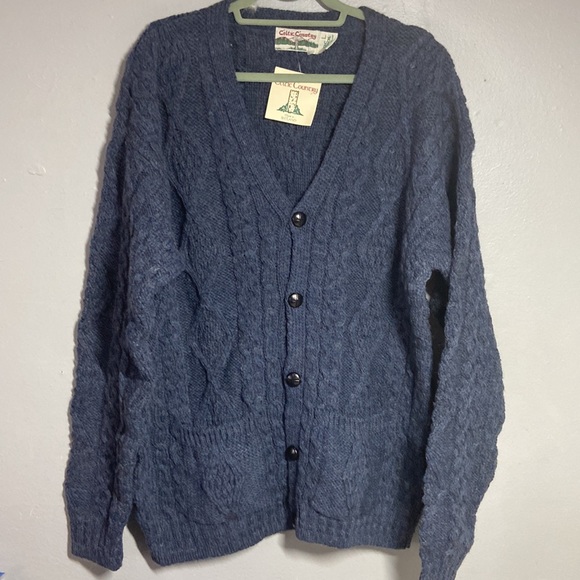 Celtic Country NEW Vintage Wool Cardigan Sz L Mr.Rogers Fisherman Sweater - Picture 1 of 6